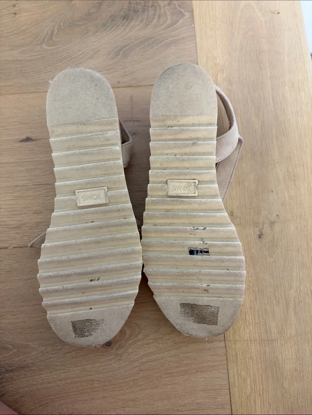 Toms Beige Woven Platform Sandals with Ankle Strap